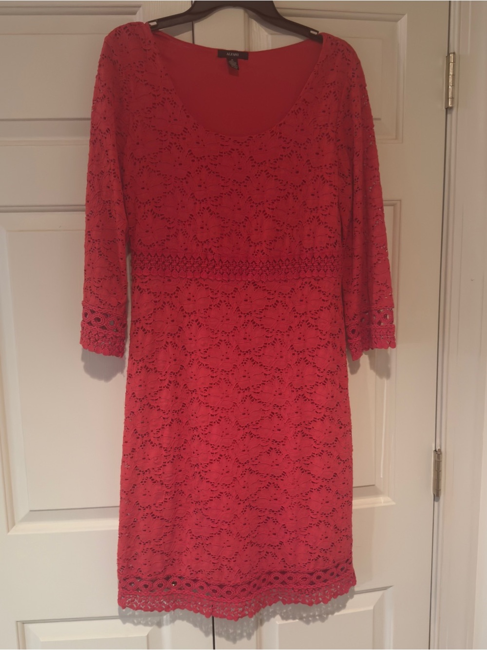 Alfani Orange Lace Scoop-Neck Dress - M Women GUC